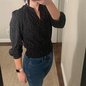 Monteau Los Angeles Black and White Spotted Blouse Size S